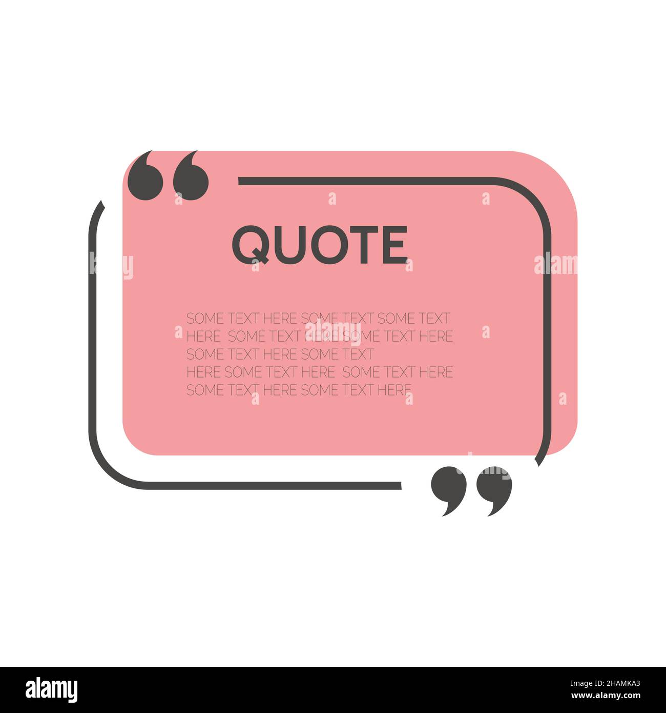 Casella virgolette colorata con virgolette. Modello di bordo del riquadro virgolette. Illustrazione Vettoriale