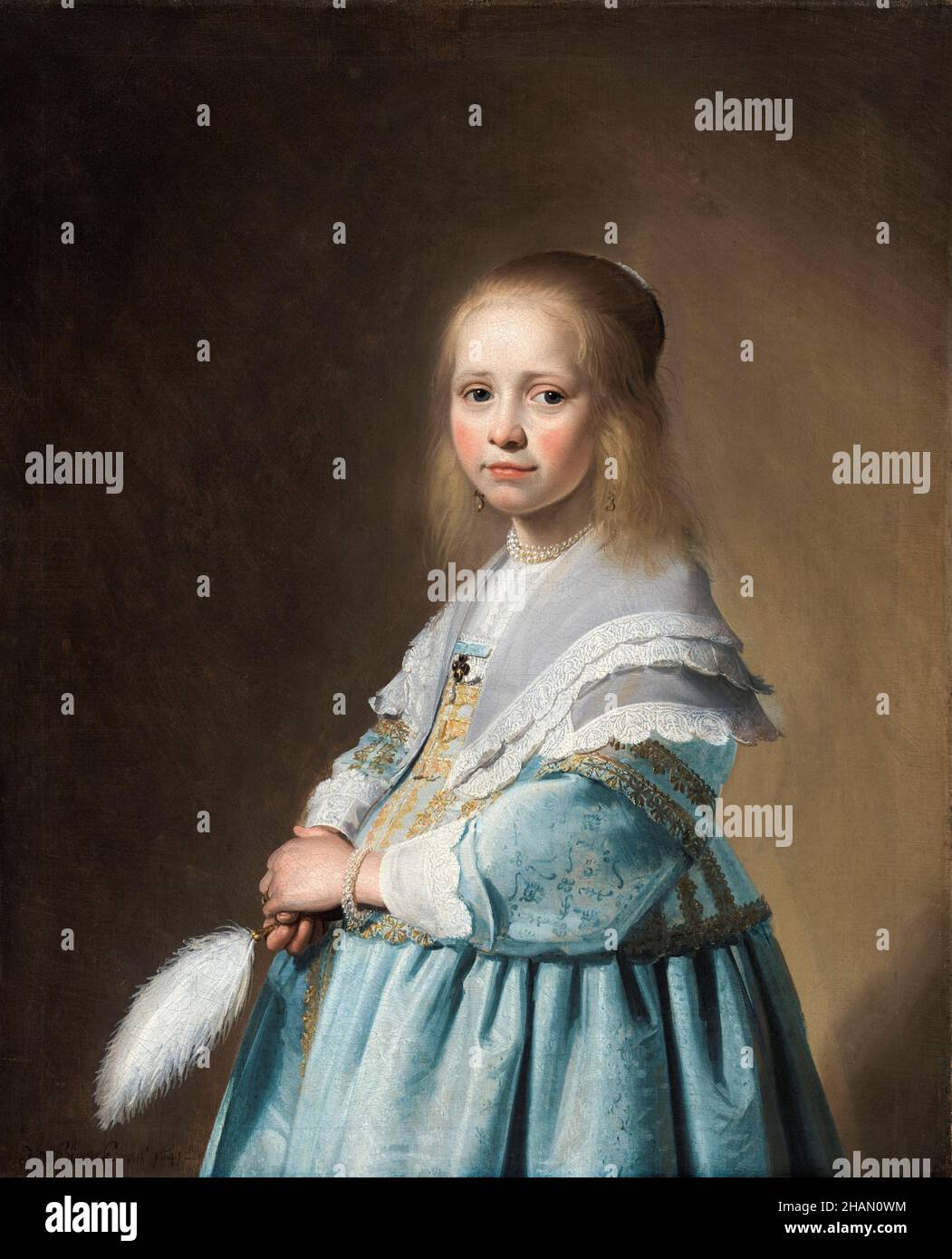 Ritratto di una ragazza vestita in blu, dipinto di Johannes Cornelisz Versprrock, 1641 Foto Stock