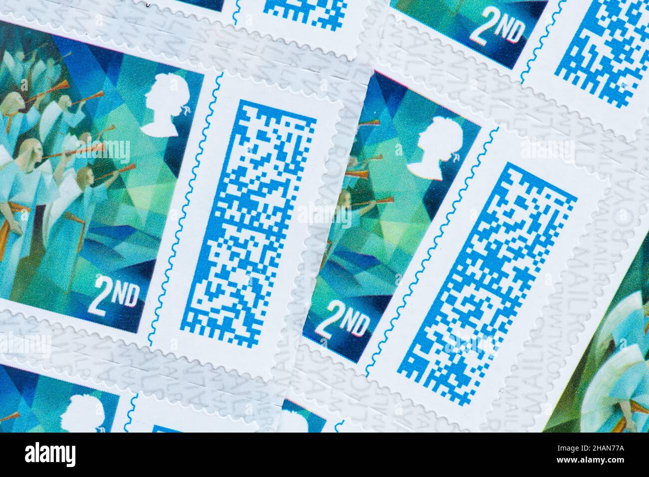 Codice a barre su Royal Mail francobolli di natale Foto Stock