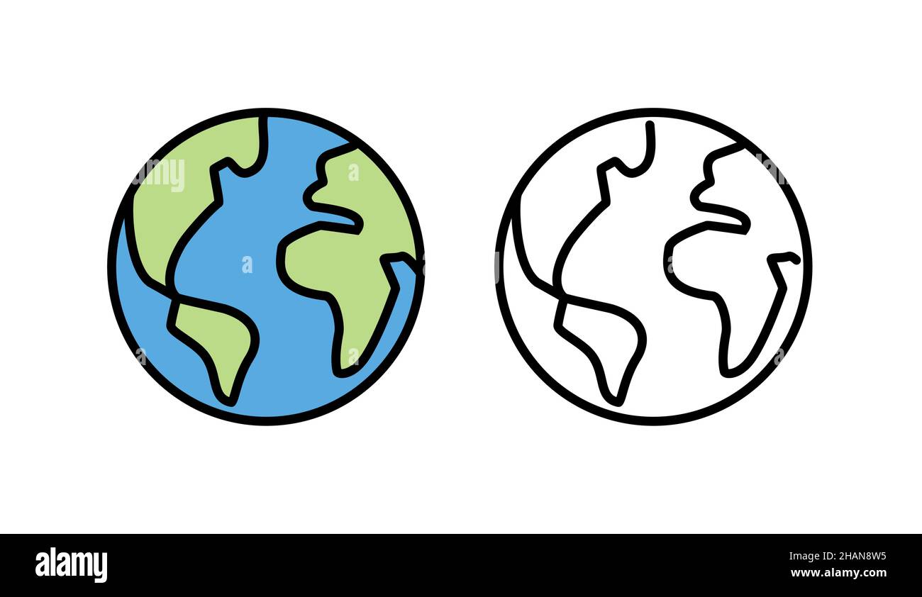 Icona del vettore terrestre in design piatto. Illustrazione del vettore simbolo del pianeta mondiale Illustrazione Vettoriale