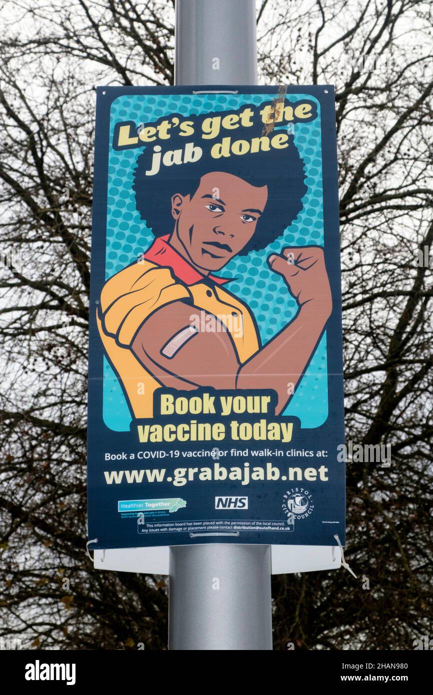 Un poster gracajab a Bristol, che sostiene il vaccino covid-19 Foto Stock