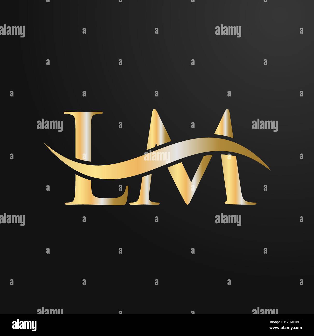 Modello di progettazione del logo Letter LM. LM, L M Letter Logo moderno, piatto, minimalista, Business, Company Sign Illustrazione Vettoriale