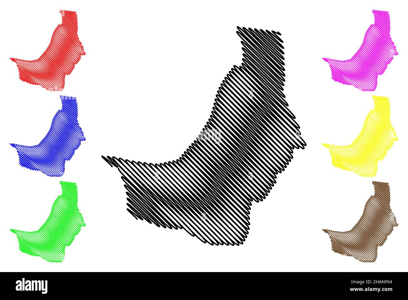 Distretto di Kolkata (Stato del Bengala Occidentale, Repubblica dell'India) illustrazione vettoriale della mappa, tracciato di scricbble Maldah o Calcutta mappa Illustrazione Vettoriale