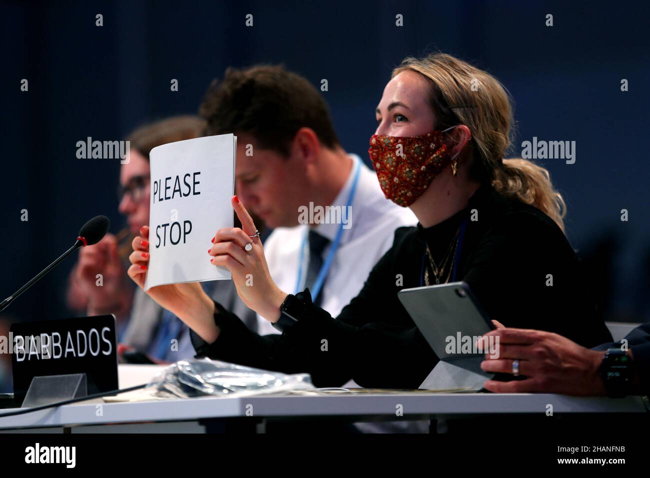 SI PREGA DI INTERROMPERE LA CARTA SPUNTO VOCALE, 2021 Foto Stock