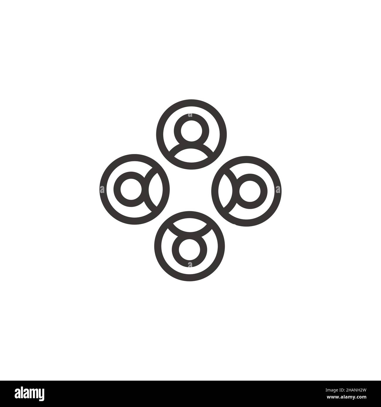 Icona utenti in gruppo di teambuilding circolare. Simbolo di connessione del lavoro di gruppo di rete. Illustrazione del vettore di scorta isolata Illustrazione Vettoriale