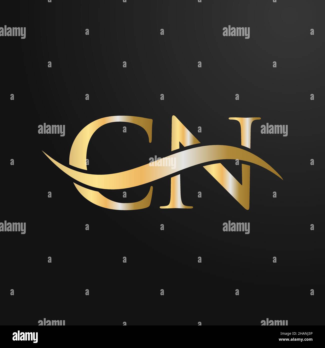 Modello di disegno con logo lettera CN. CN, C N Letter Logo Modern, Flat, minimal, Business, Company Sign Illustrazione Vettoriale
