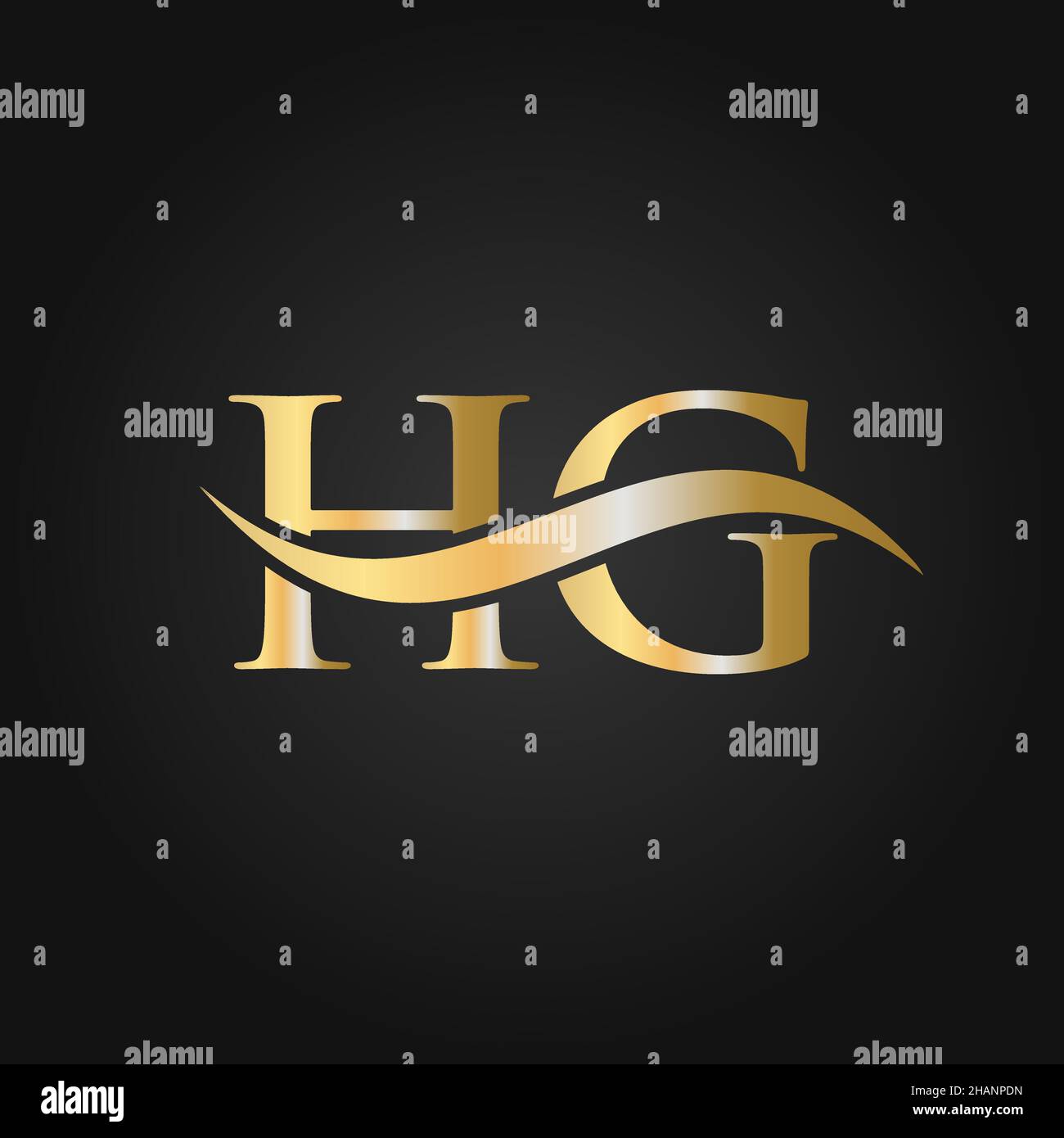 Modello di progettazione del logo Letter HG. HG, H G lettera Logo moderno, piatto, minimalista, Business, segno dell'azienda Illustrazione Vettoriale