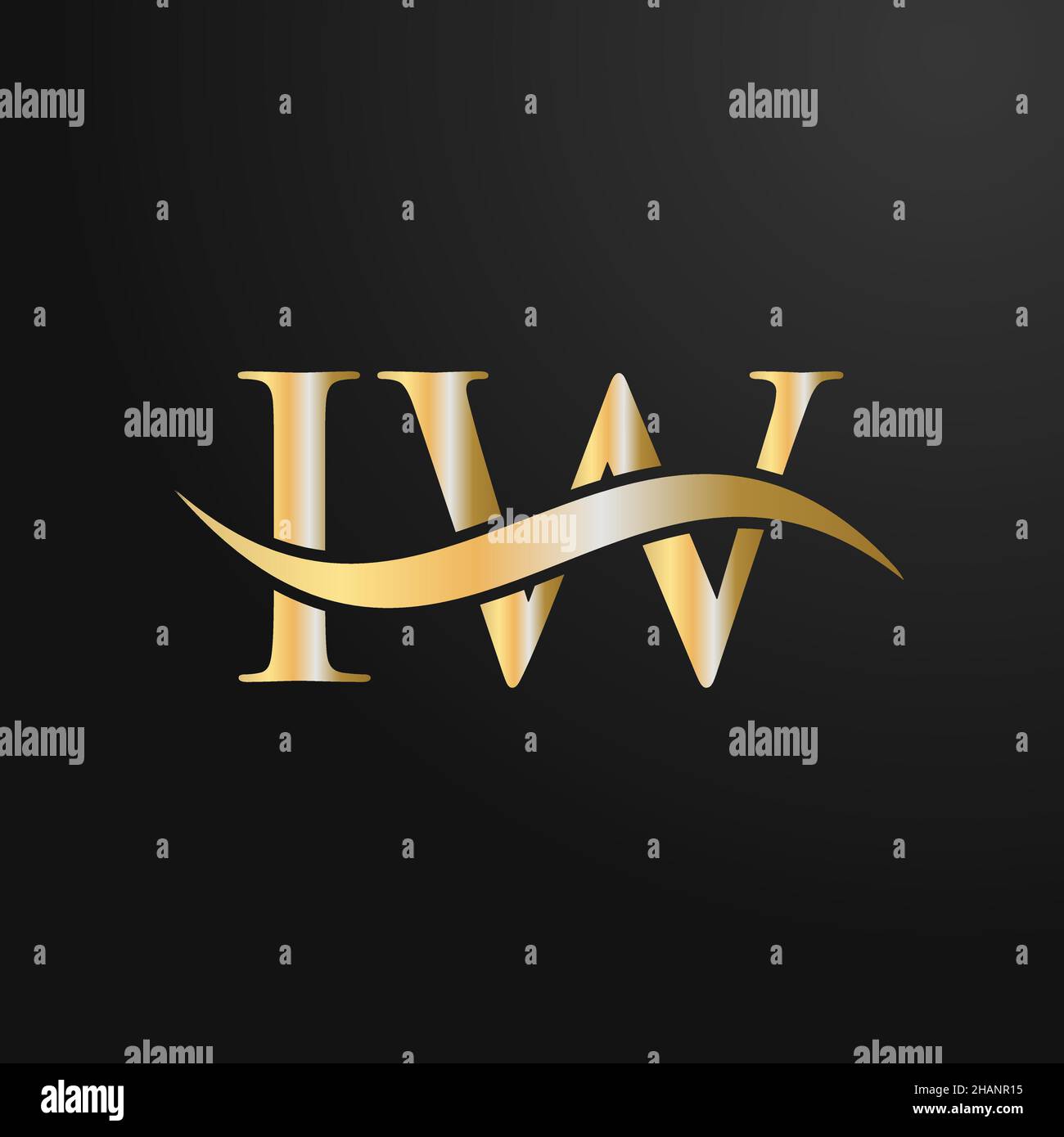 Modello di progettazione del logo IW Letter. IW, i W Letter Logo Modern, Flat, minimal, Business, Company Sign Illustrazione Vettoriale