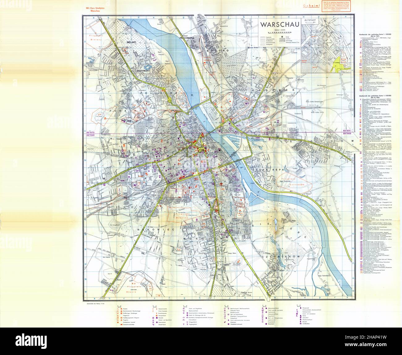 Mappa di Varsavia, piano di Varsavia, Mappa della città di Varsavia, piano della città di Varsavia, Arte di Varsavia, Miasto Warszawa, Warschau Karte, Plan Warszawy, Mapa Warszawy, Mapa Polski Foto Stock