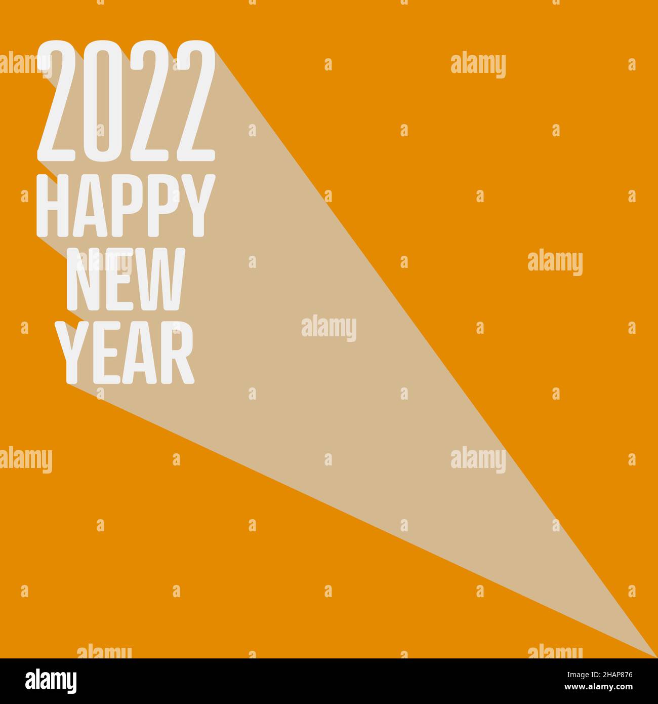 2022 felice anno nuovo, biglietto di auguri arancione quadrato con ombra goccia, illustrazione vettoriale Illustrazione Vettoriale