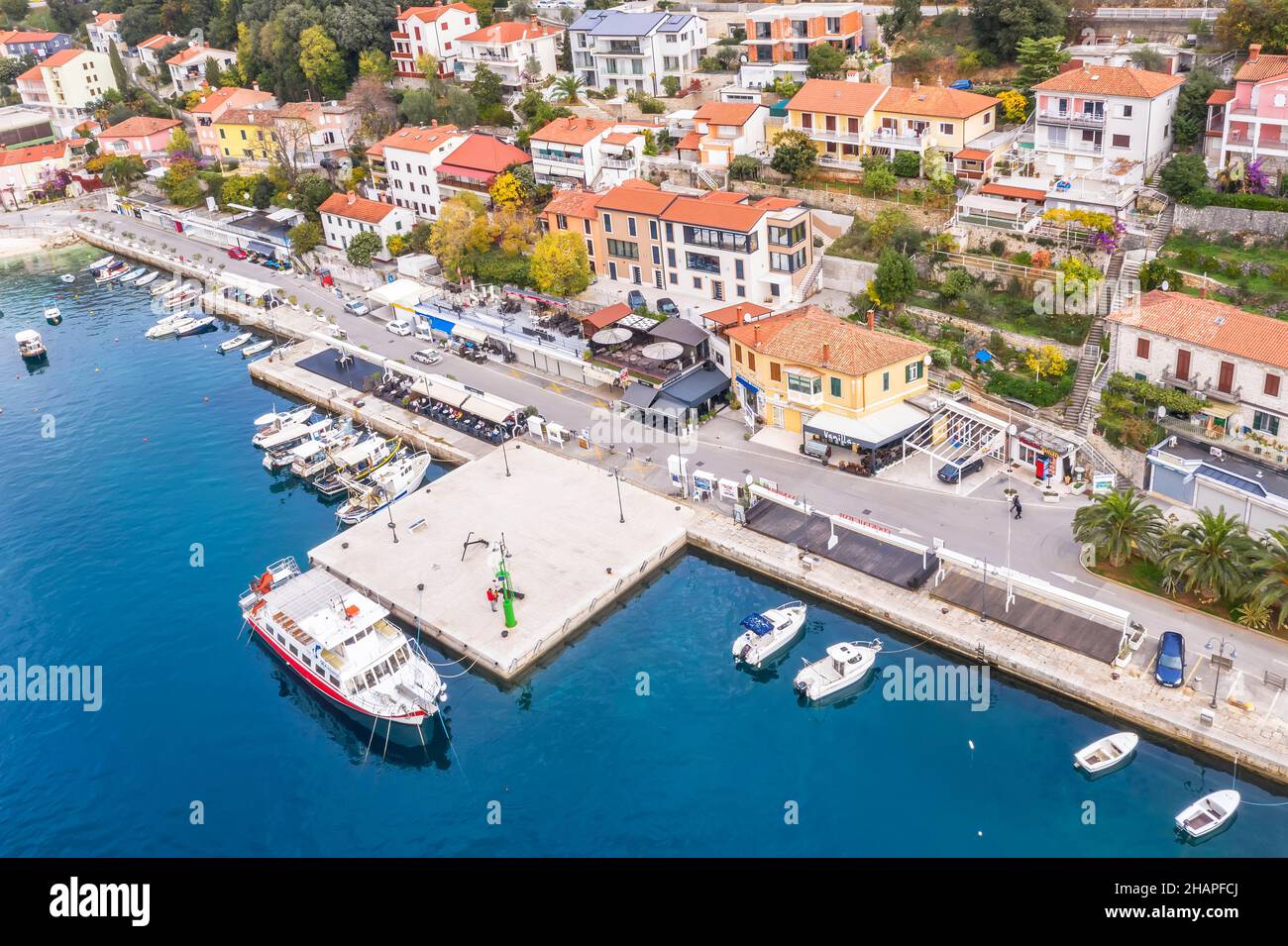 Un centro di veduta aerea di Rabac, Istria, Croazia Foto Stock