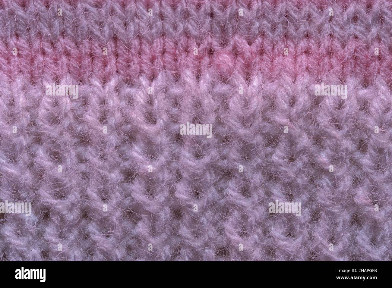 Un dettaglio macro del tessuto di lana di un abbigliamento fatto in casa Foto Stock