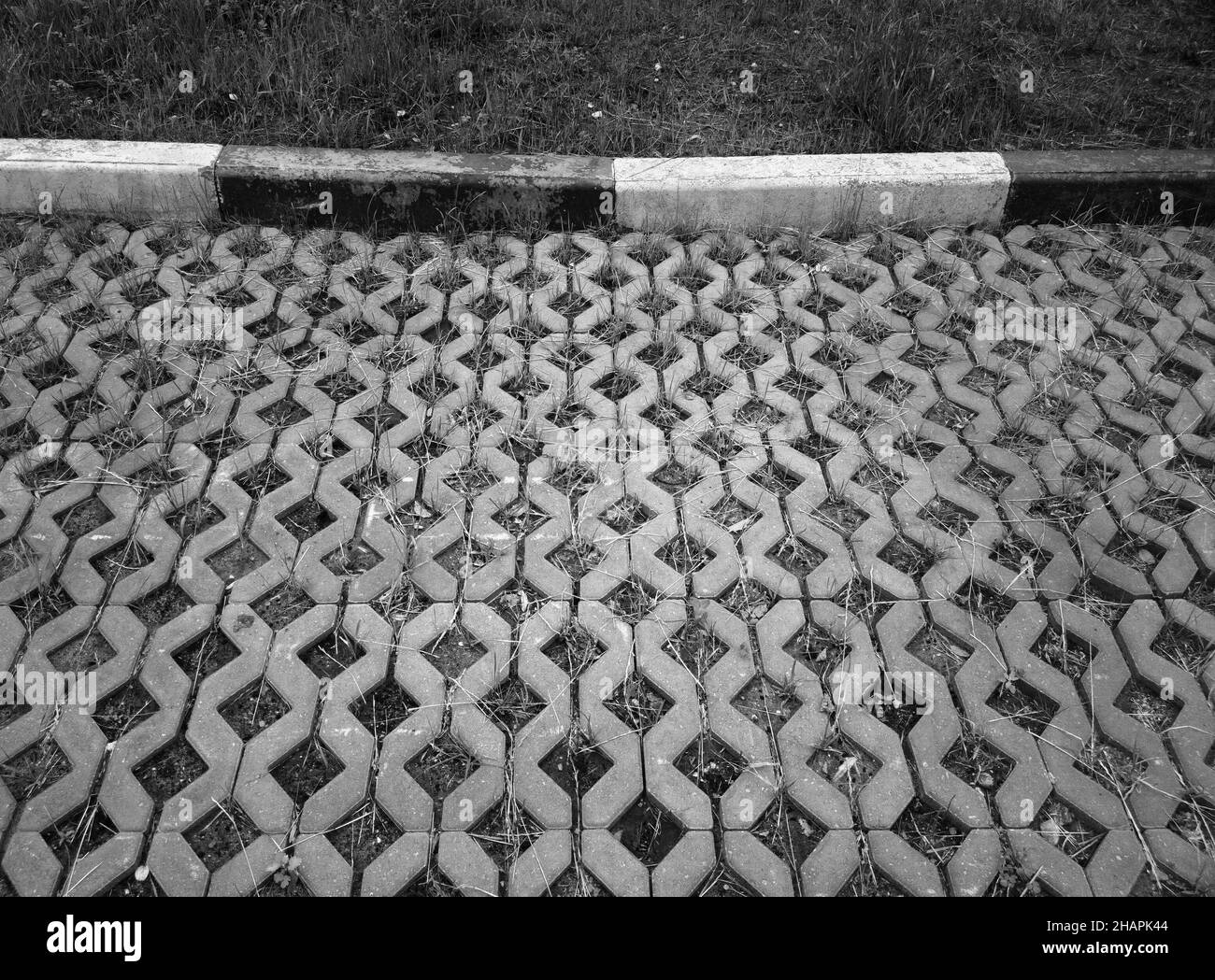 Parcheggio auto in campagna in bianco e nero Foto Stock