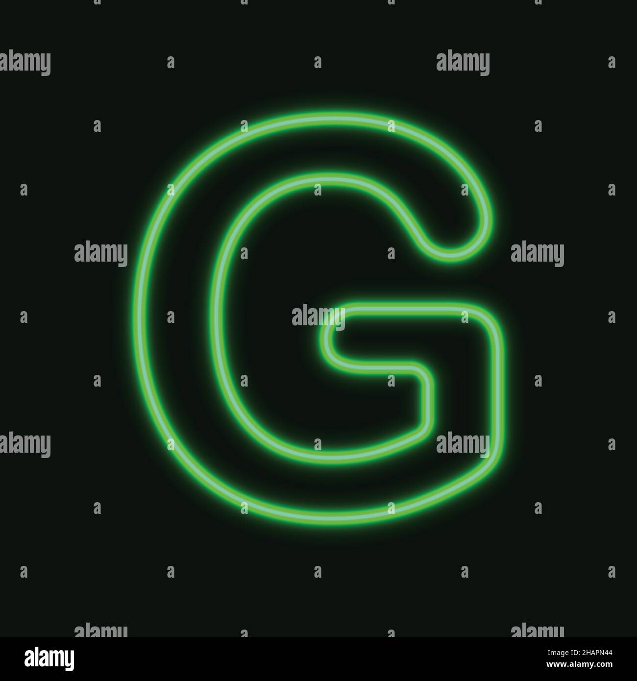 Lettera isolata di Neon Capital G . Illustrazione vettoriale di Night Show Alphabet. eps 10 Illustrazione Vettoriale