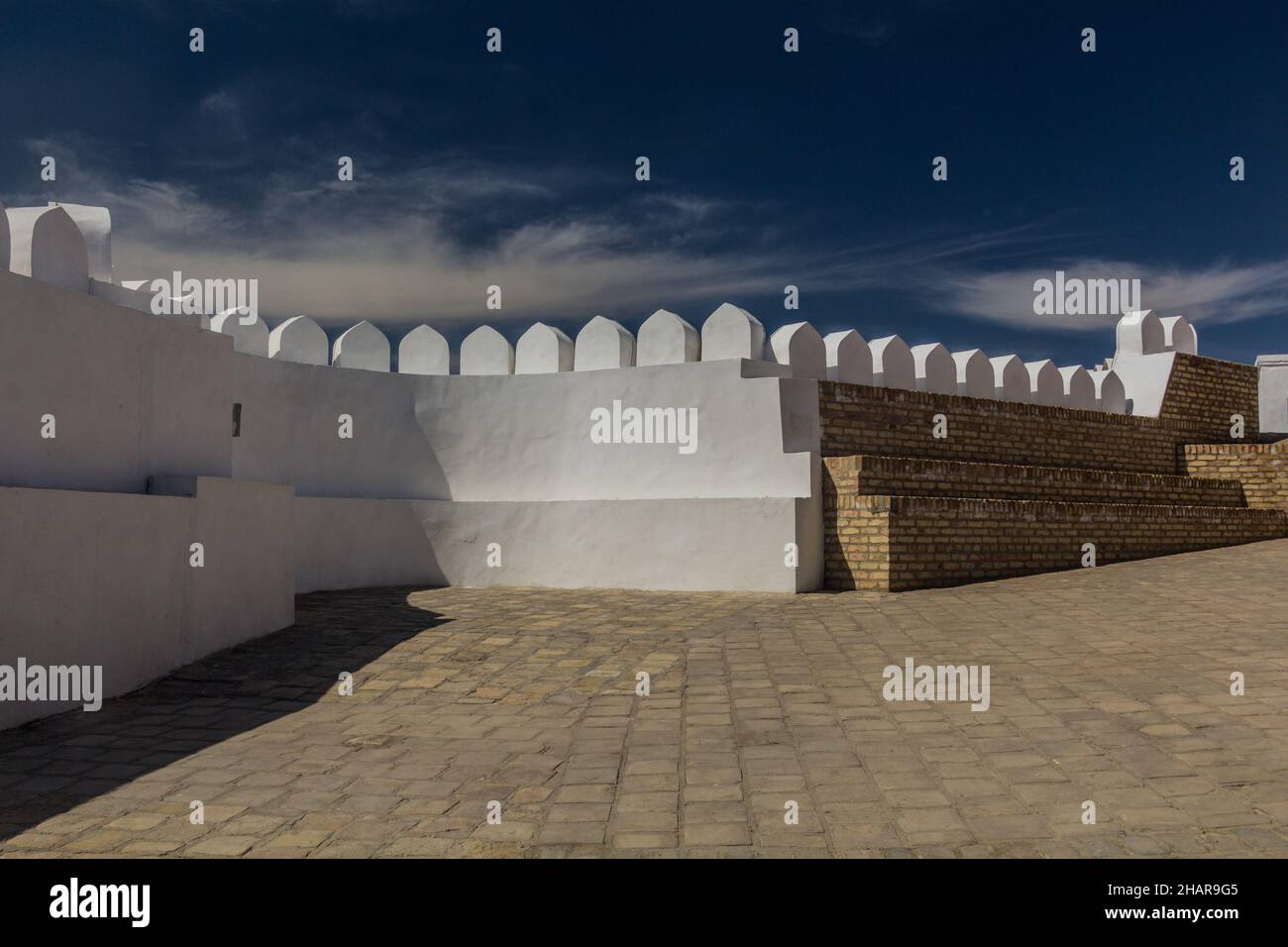Mura dell'Arca di Bukhara fortezza, Uzbekistan Foto Stock