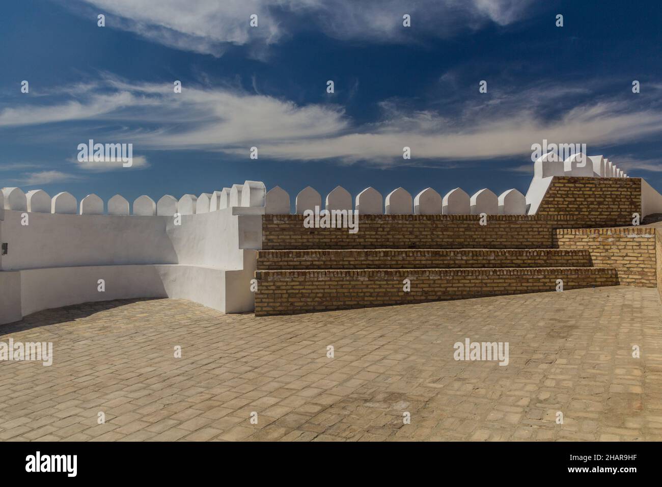 Mura dell'Arca di Bukhara fortezza, Uzbekistan Foto Stock
