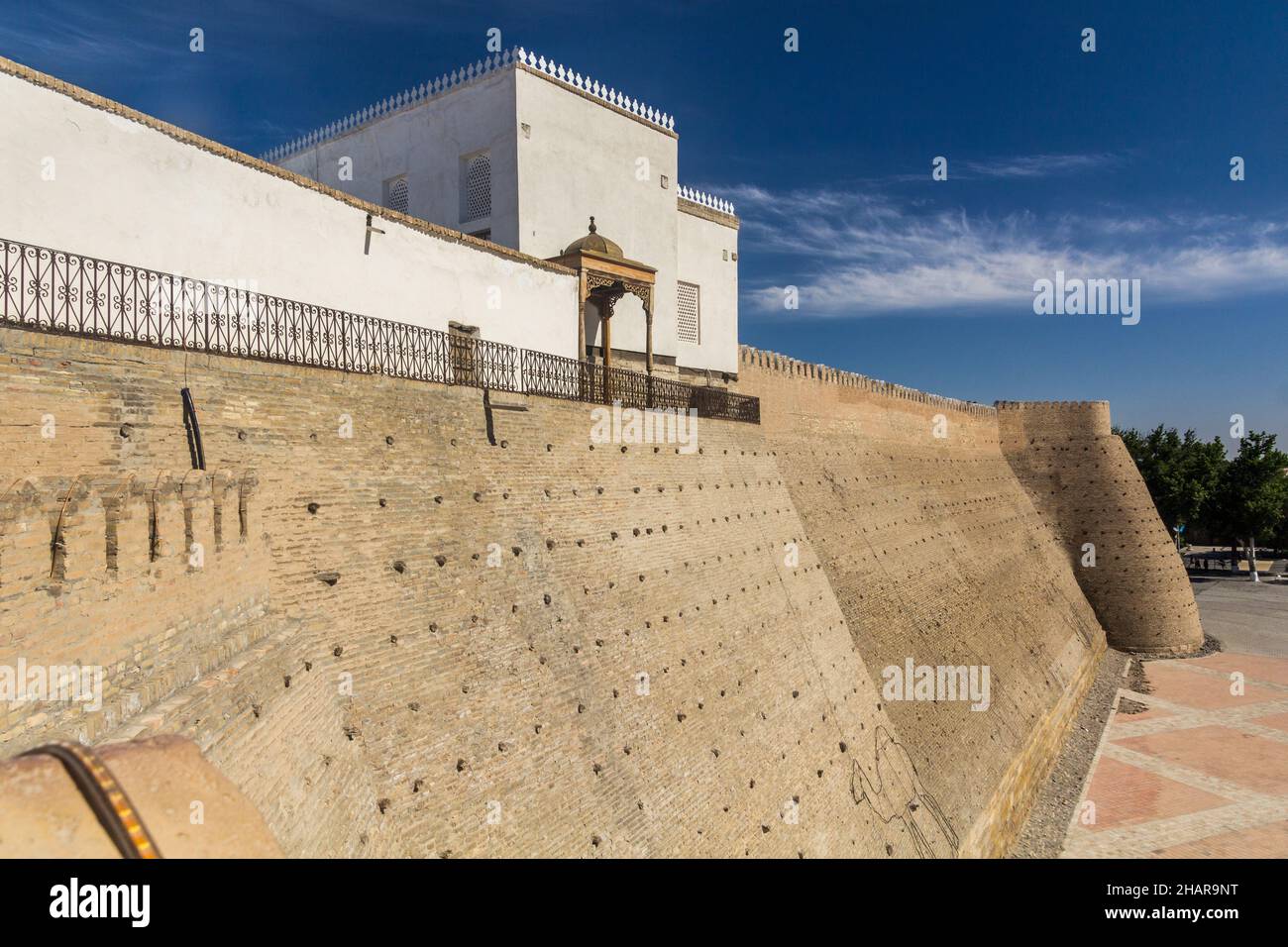 Fortificazione mura dell'Arca di Bukhara fortezza, Uzbekistan Foto Stock