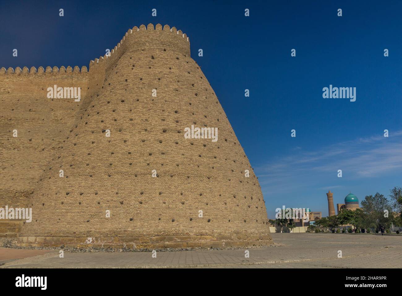 Fortificazione mura dell'Arca di Bukhara fortezza, Uzbekistan Foto Stock