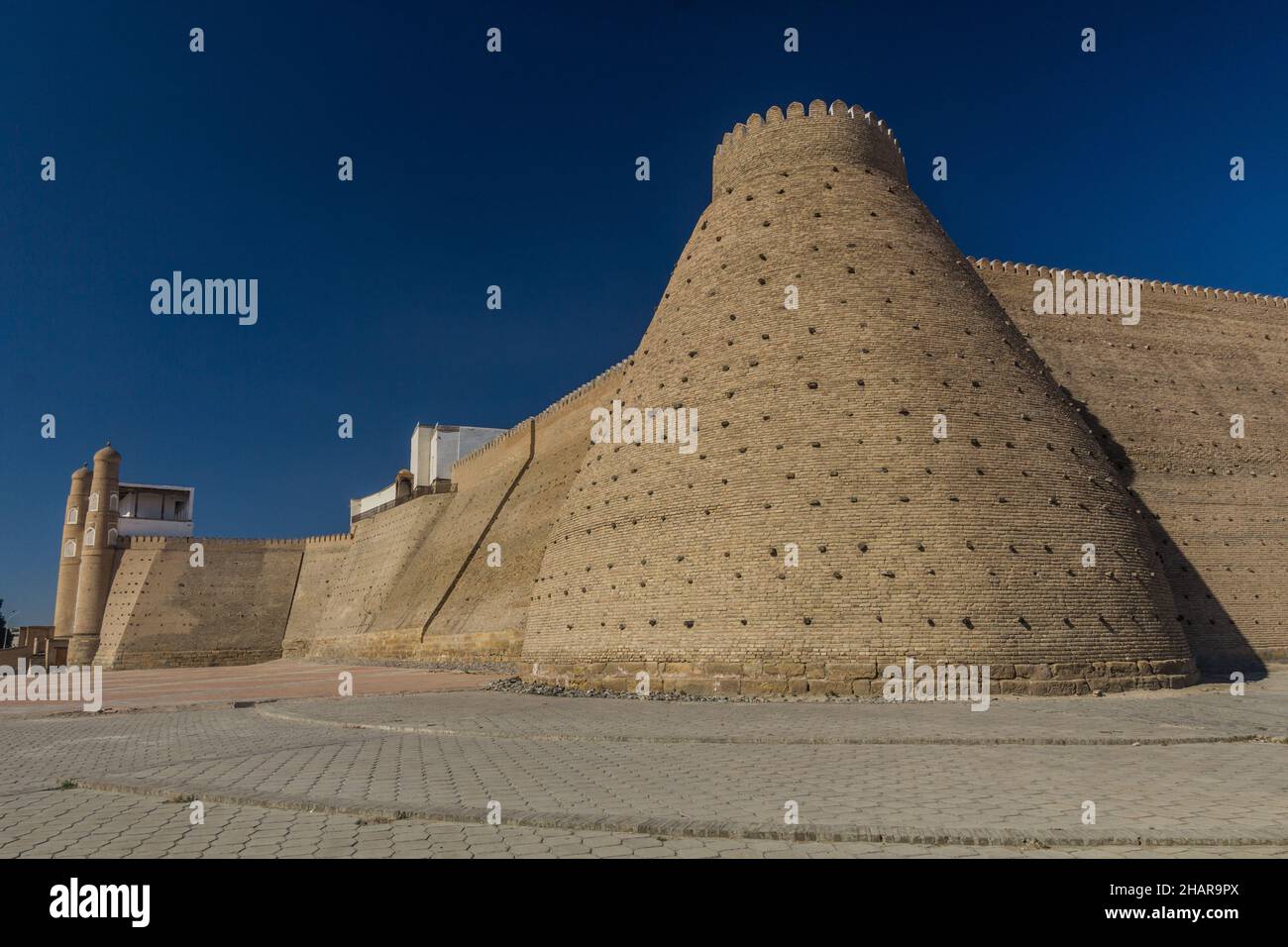 Fortificazione mura dell'Arca di Bukhara fortezza, Uzbekistan Foto Stock