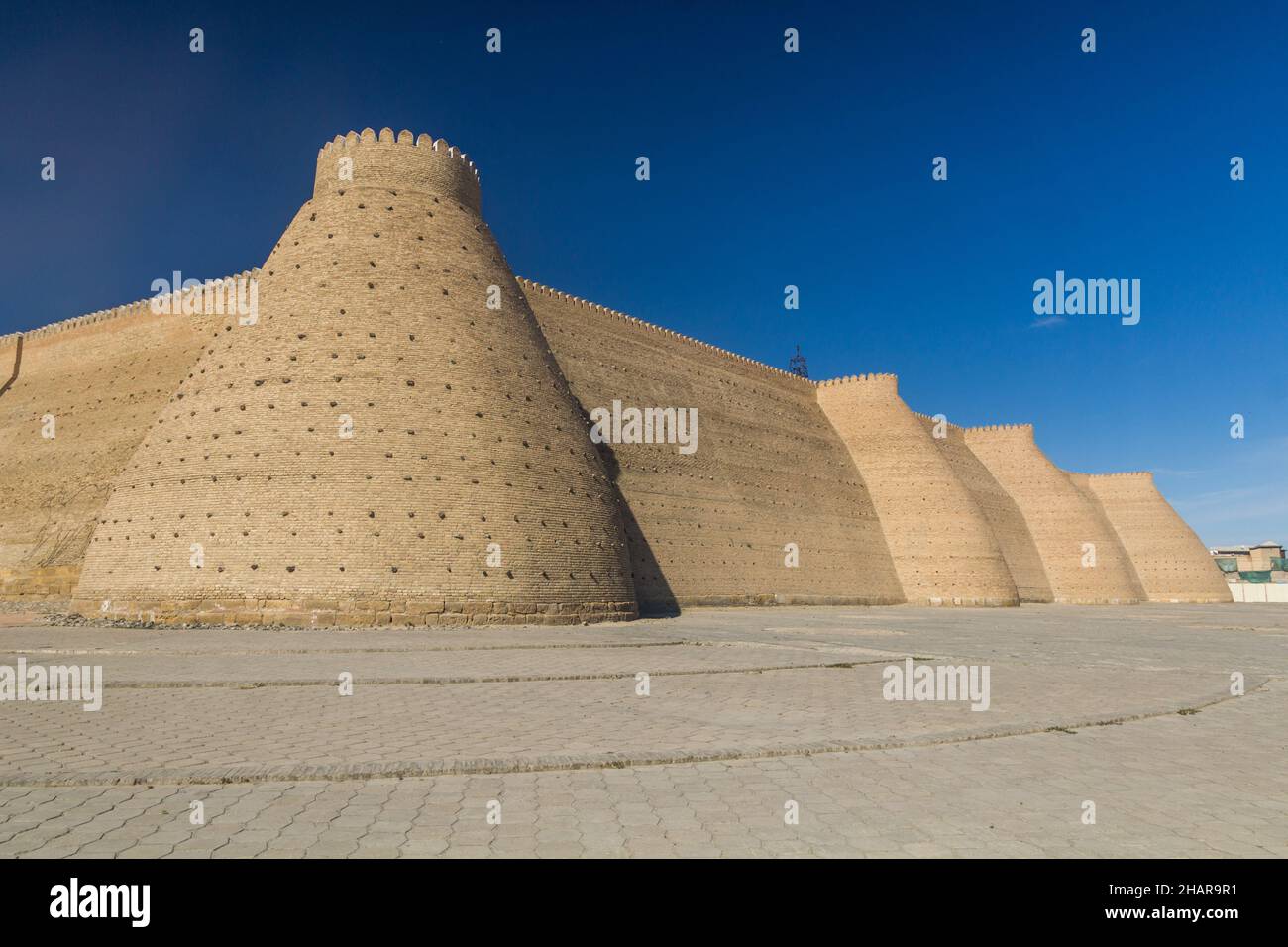 Fortificazione mura dell'Arca di Bukhara fortezza, Uzbekistan Foto Stock