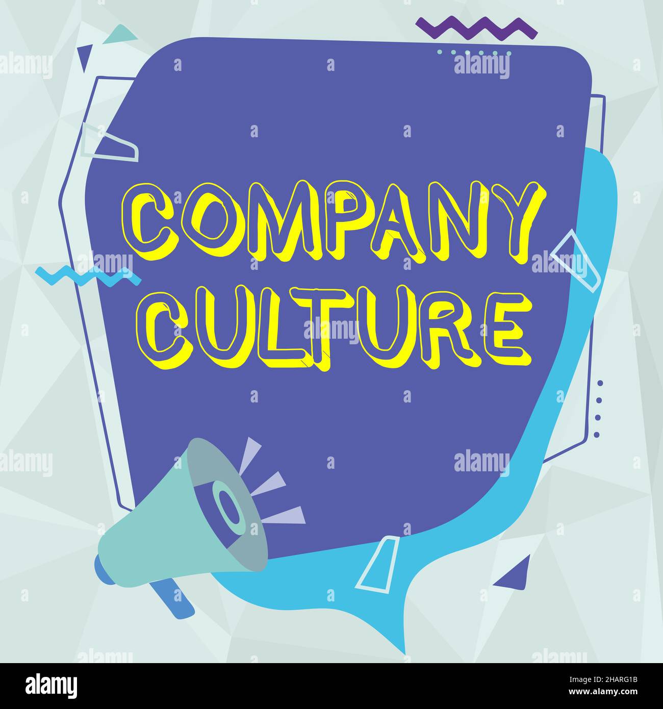 Testo della scrittura Cultura aziendale. Business idea l'ambiente e gli elementi in cui i dipendenti lavorano Megaphone disegno fare nuovo annuncio alla chat Foto Stock