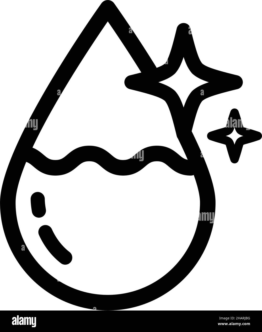 Icona della linea di goccioline d'acqua. Stile di contorno semplice. Antisettico, liquido, purificazione, concetto di molecola. Illustrazione vettoriale isolata su sfondo bianco. Illustrazione Vettoriale