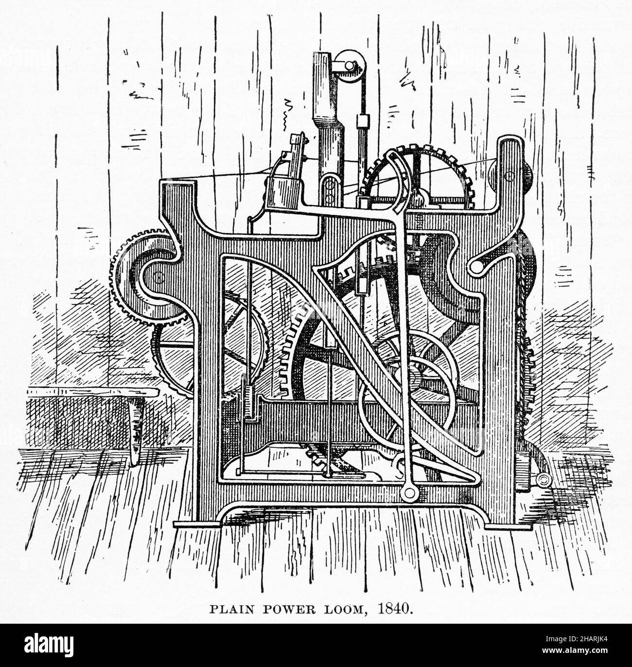 Incisione di un telaio di potenza semplice dal 1840 Foto Stock