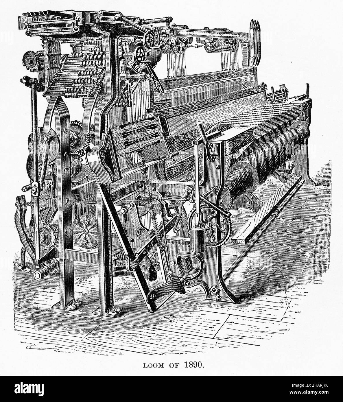 Incisione di un telaio dal 1890 Foto Stock