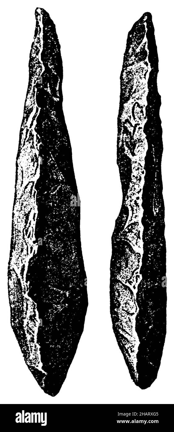 Pietra focaia grossomodo lavorata, , (libro di storia dell'arte, 1904), Bebebeiteter di Roh Feuerstein, Travaillé di trut di seta Foto Stock