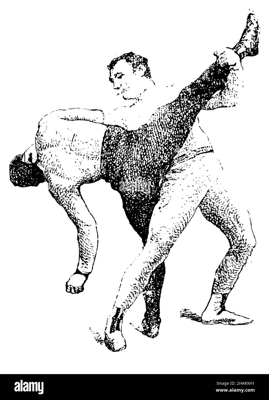 Pugilato: A cavallo nel calcio del fianco, , (enciclopedia, 1910), Boxen: Grätsche beim Flankenstoß, Boxe : glissade lors du coup de pied de flanc Foto Stock