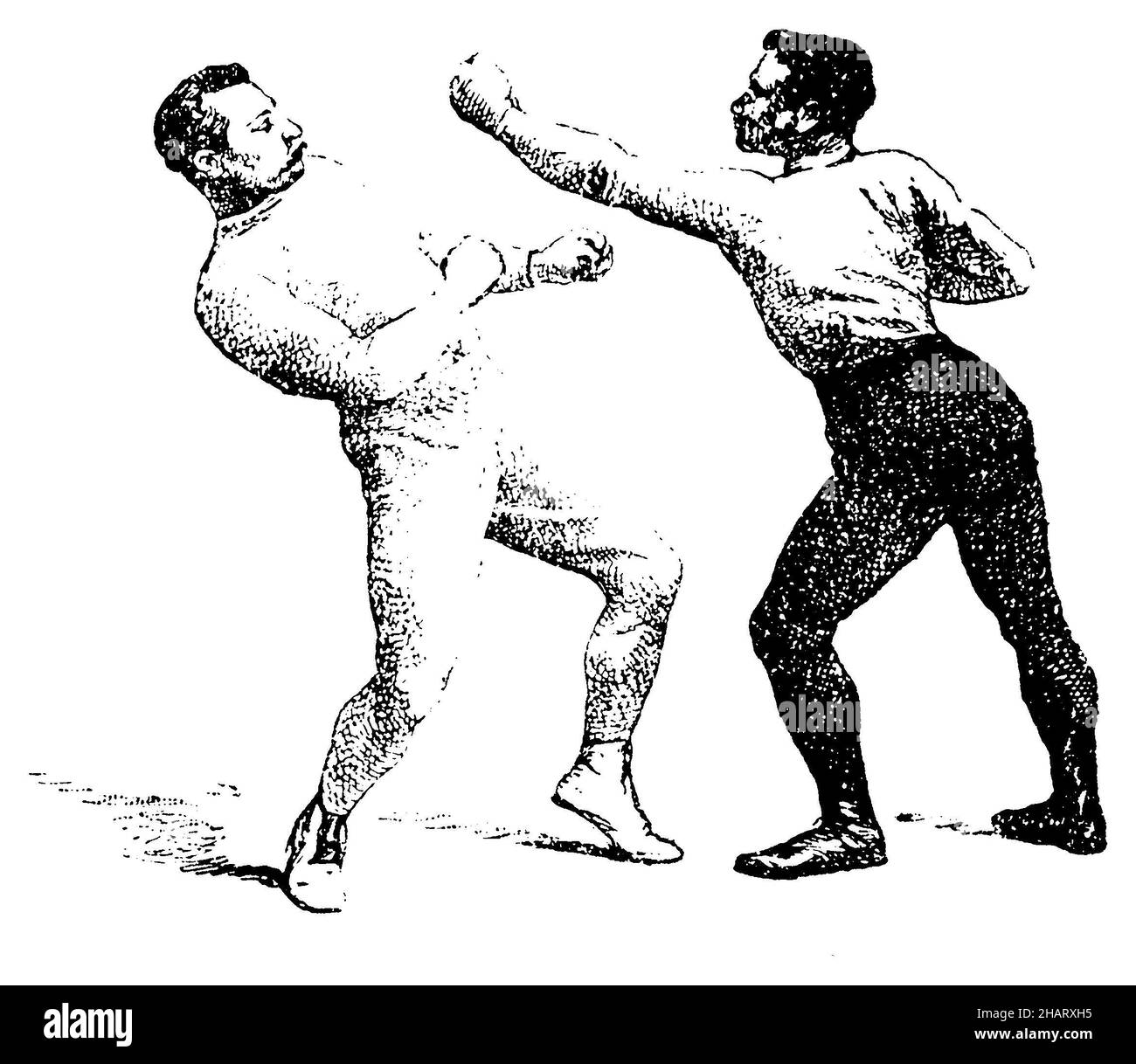 Pugilato: Corpo schivare alla schiena, , (enciclopedia, 1910), Boxen: Körperausweichen nach hinten, Boxe : esquive du Corps vers l'arrière Foto Stock