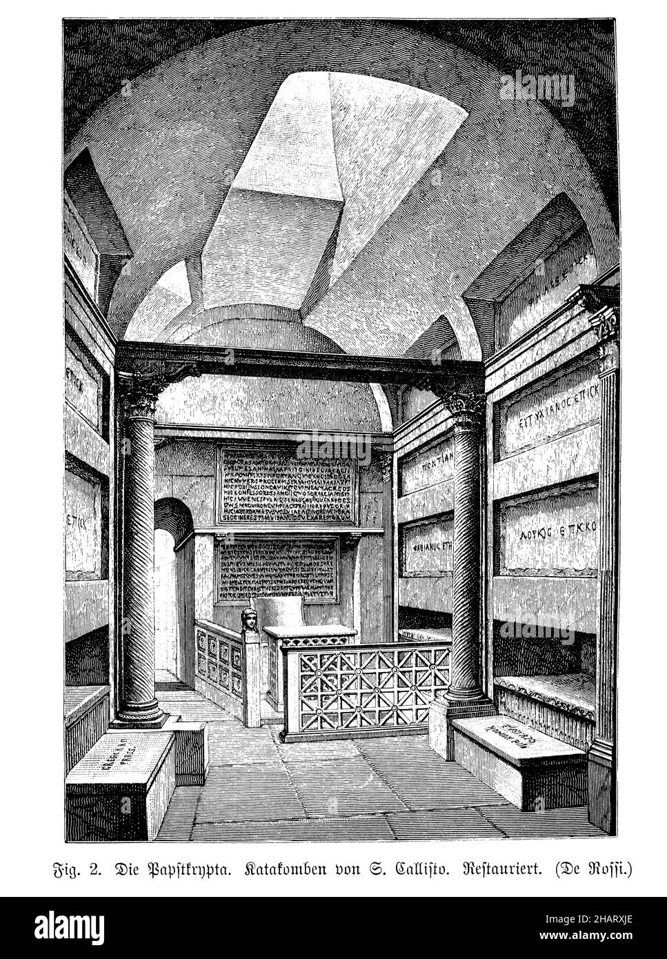 La cripta papale. Catacombe di S. Callisto. Ripristinato. (De Rossi.), , (libro di storia dell'arte, 1904), Die Papstkrypta. Katakomben von S. Callisto. Ristorante. (De Rossi.), la cripte du Pape. Catacombes de S. Callisto. Restaurées . (De Rossi.) Foto Stock