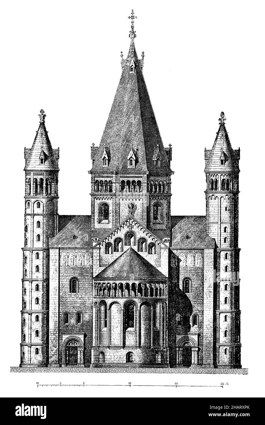 Cattedrale di Mainz, coro orientale, , (libro di storia dell'arte, 1904), Mainzer Dom, Ostchor, Cathédrale de Mayence, chœur est Foto Stock