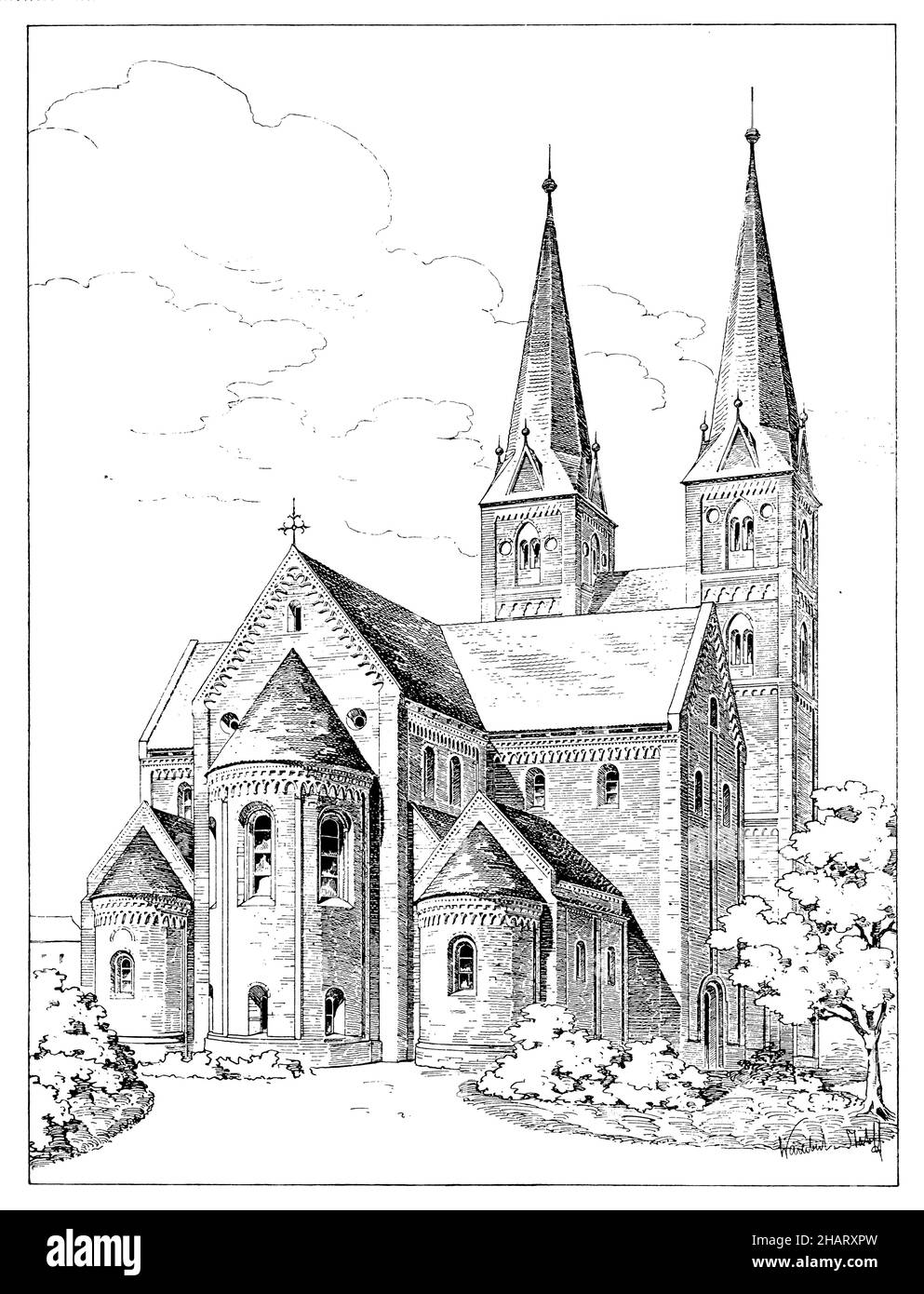 Chiesa in Gerichow, , (libro di storia dell'arte, 1904), Kirche in Gerichow, Église de Jérichow Foto Stock