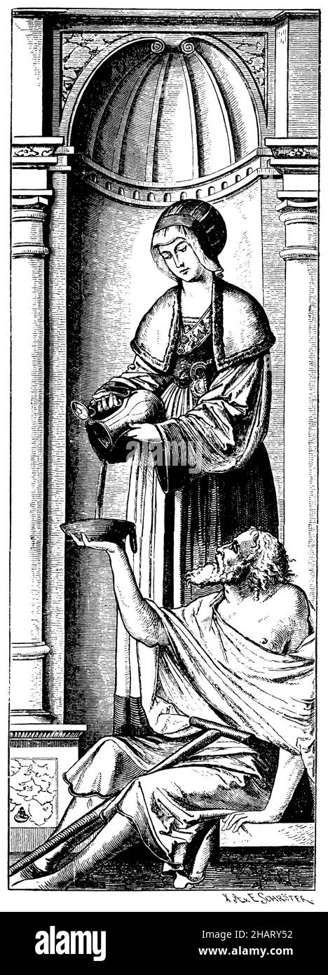 Santa Elisabetta, di Schäufelin. Municipio di Nördlingen, , Schröter (libro di storia dell'arte, 1887), Die heil. Elisabeth, von Schäufelin. Rathaus zu Nördlingen, la sainte. Elisabetta, par Schäufelin. Hôtel de ville de Nördlingen Foto Stock