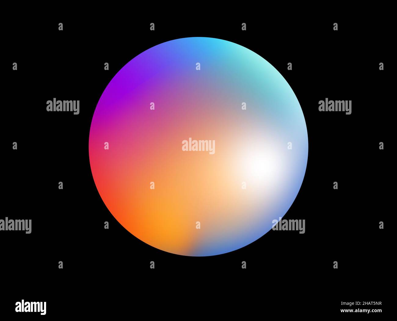 illustrazione della sfera di gradiente in colore trendy. una sfumatura della sfera colorata per banner, template, elemento, ecc. cerchio colorato isolato su sfondo nero Foto Stock