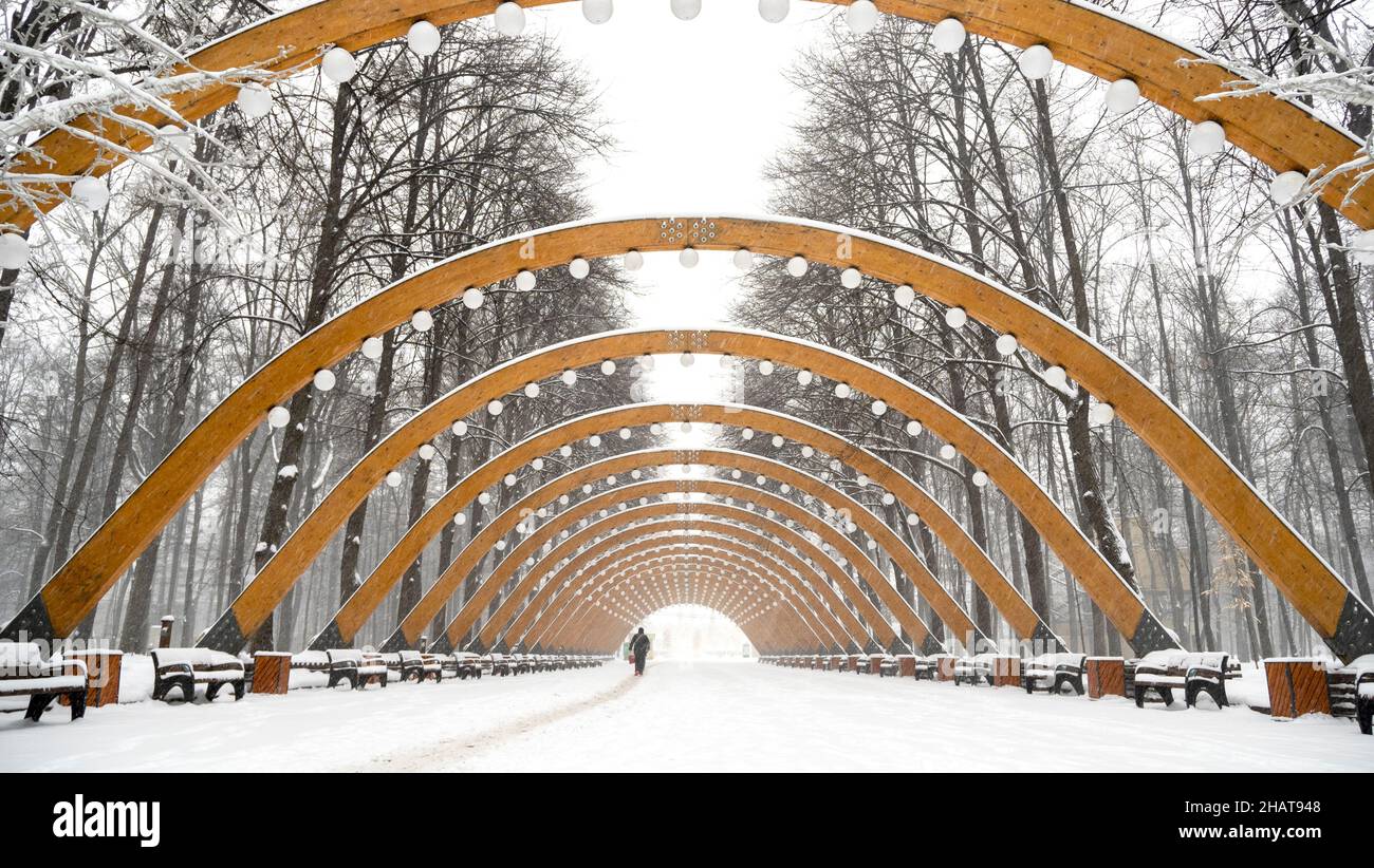 MOSCA - DEC 07: Giornata invernale nel parco Sokolniki di Mosca, dicembre 07. 2021 in Russia Foto Stock