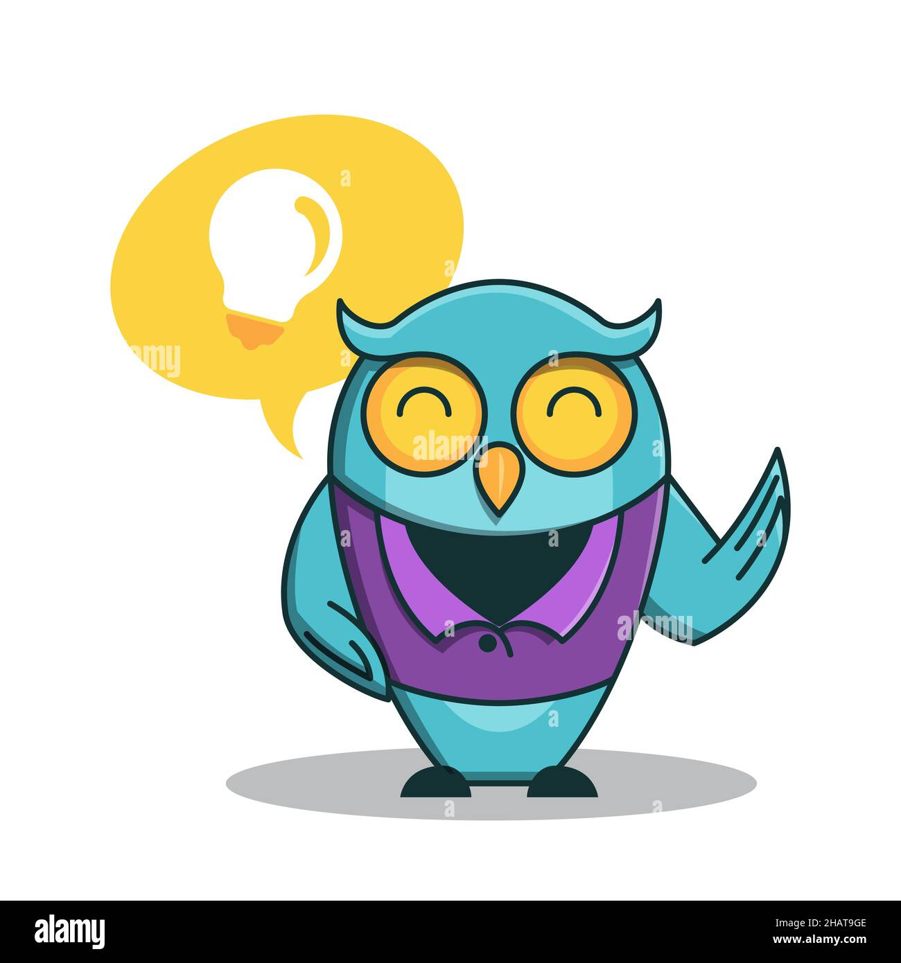 OWL Bird insegnante idea intelligente Scuola di formazione personaggio Cartoon Illustrazione Vettoriale