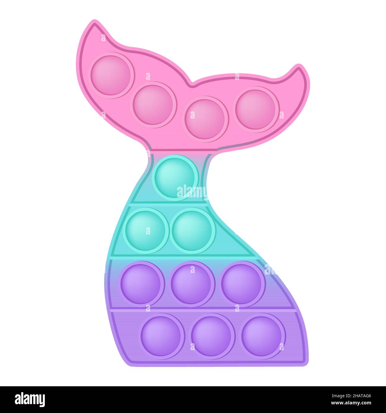 La coda della sirena di Popit è un giocattolo in silicone alla moda per i fedgets. Giocattolo antistress addictive in colori pastello. Ansia bolla che sviluppa i giocattoli vibranti del pop it Illustrazione Vettoriale