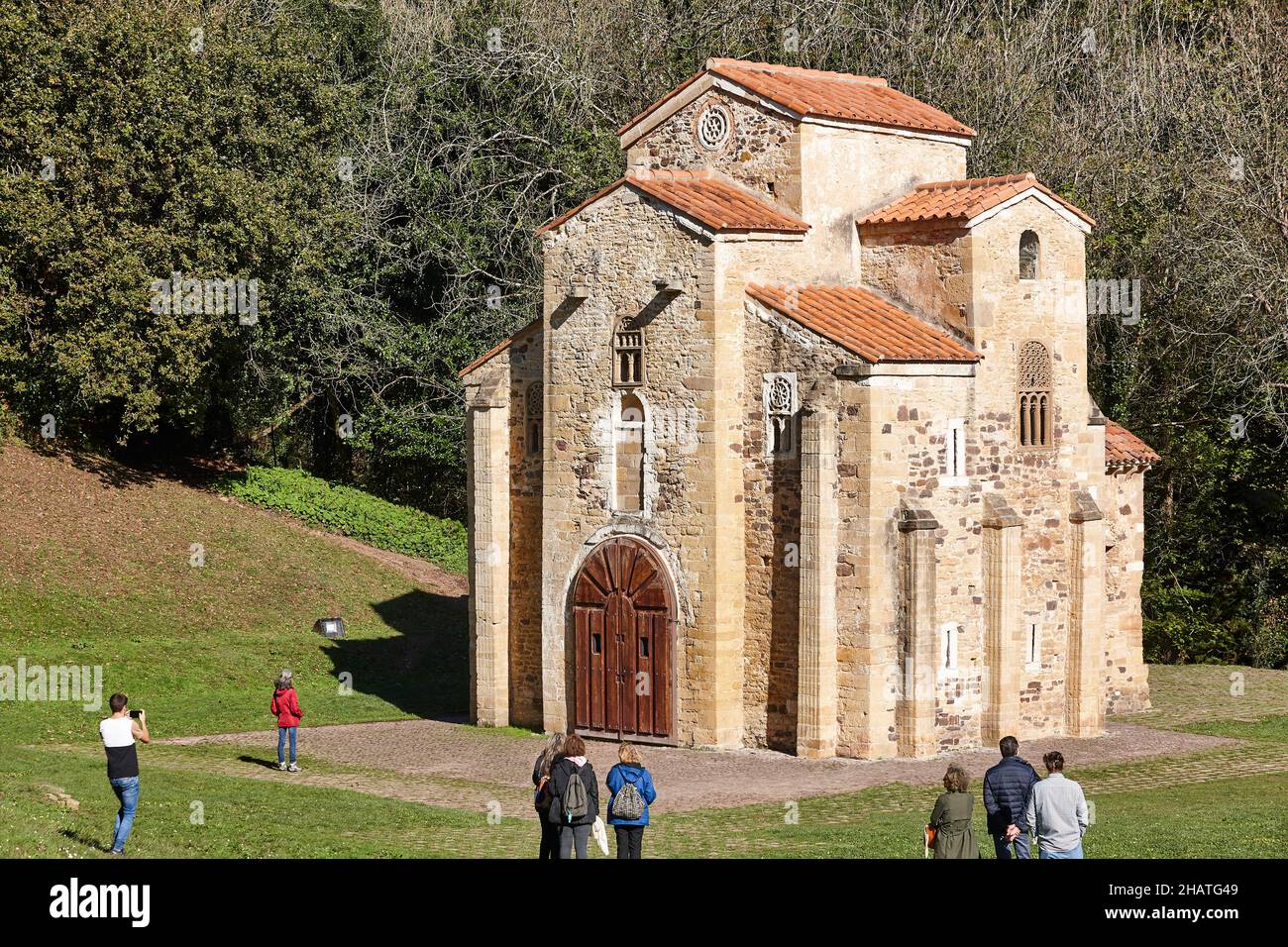 Chiesa Preromanesque a Oviedo, Asturie. San Miguel de Lillo. Spagna Foto Stock