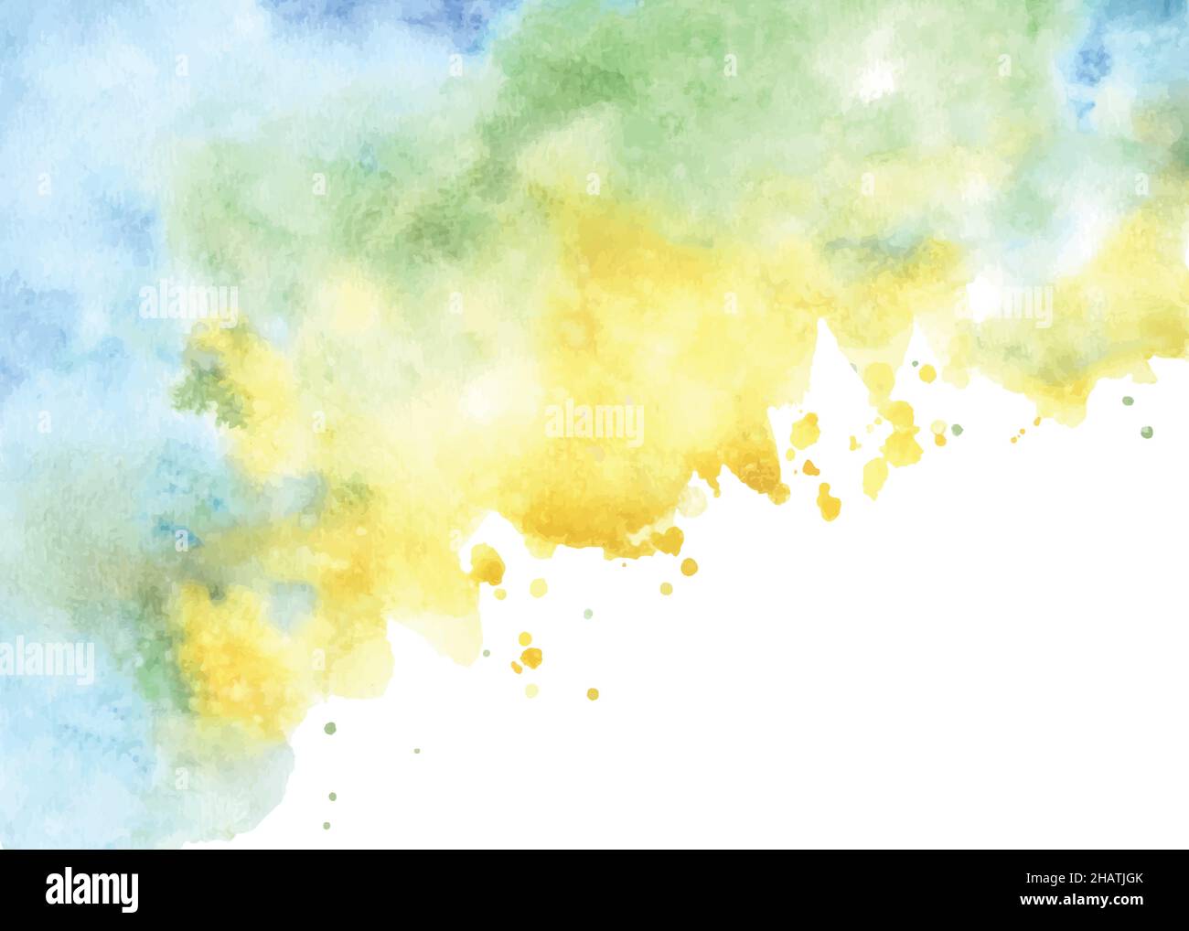 Astratto sfondo splatter acquerello vibrante. Blu e giallo acquerello sfumato sfondo dipinto a mano, adatto per decorativo backgrou festivo Illustrazione Vettoriale