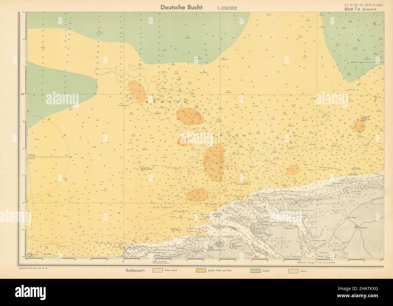 7a. Isole Frisone/Wadden. NL bassa Sassonia. MAPPA nazista KRIEGSMARINE 1940 Foto Stock