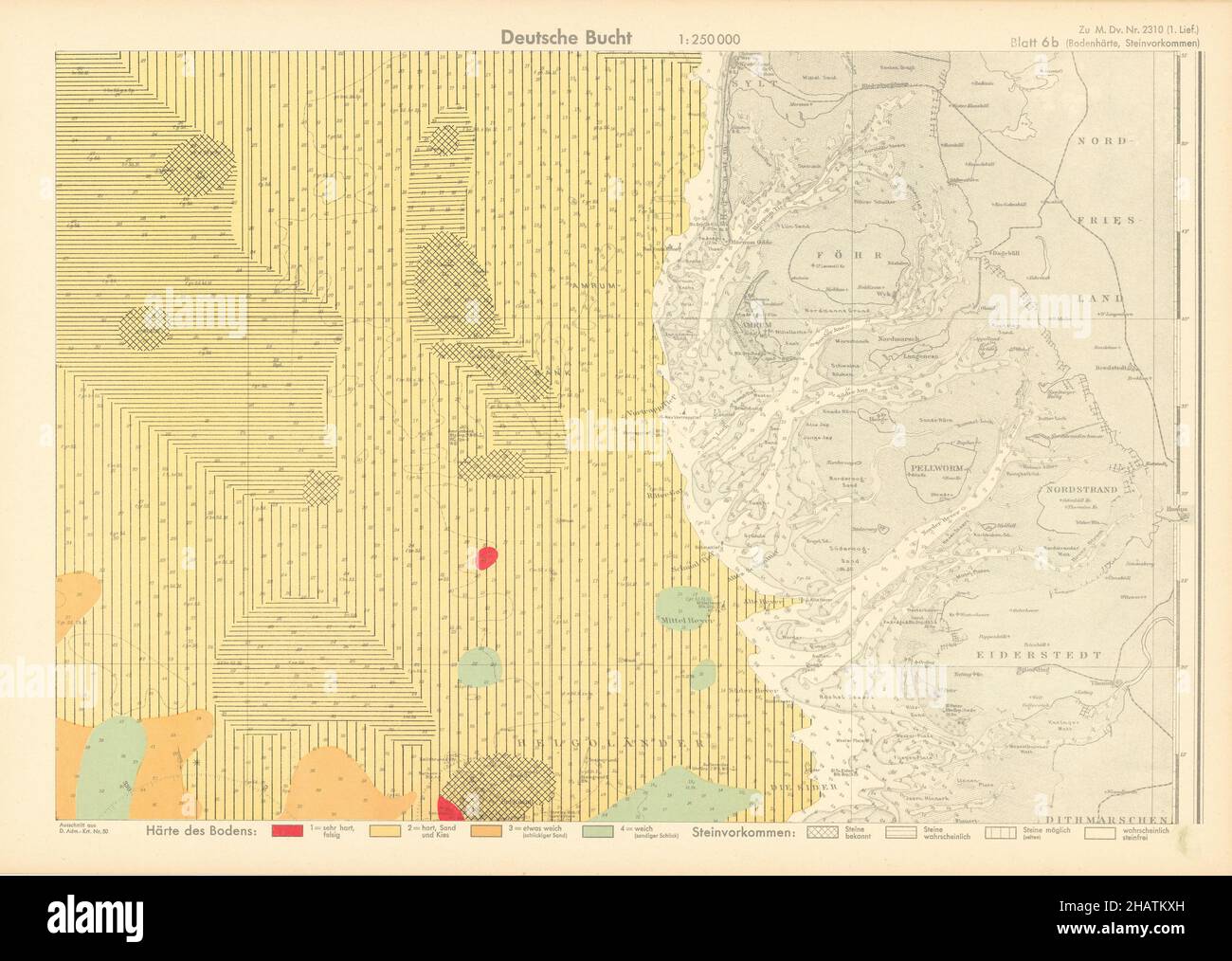 6b. Isole Frisone. Schleswig costa occidentale. KRIEGSMARINE Nazi mappa 1940 vecchio Foto Stock