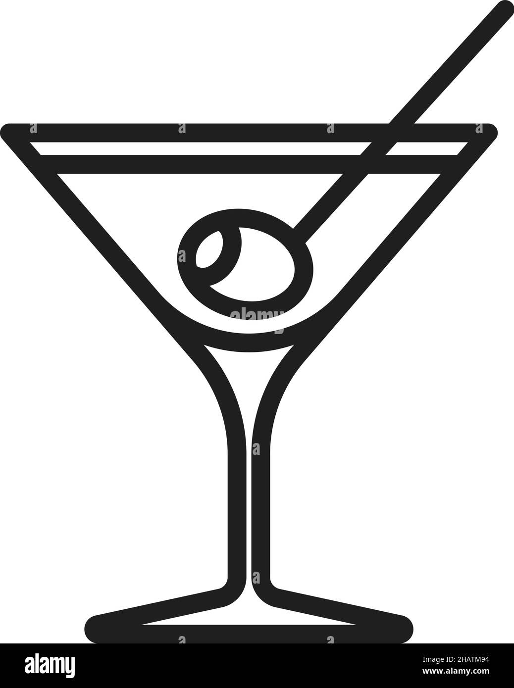 Martini drink icona. Bicchiere da cocktail alcolico con olive Illustrazione Vettoriale