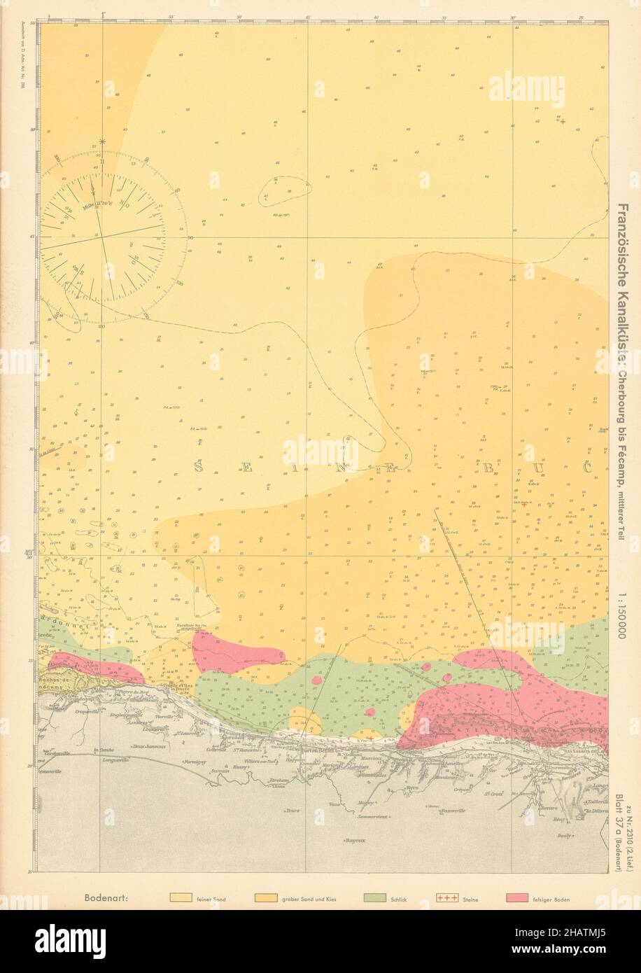 37a. Calvados. Omaha Gold Juno D-Day spiagge di sbarco. MAPPA nazista KRIEGSMARINE 1940 Foto Stock