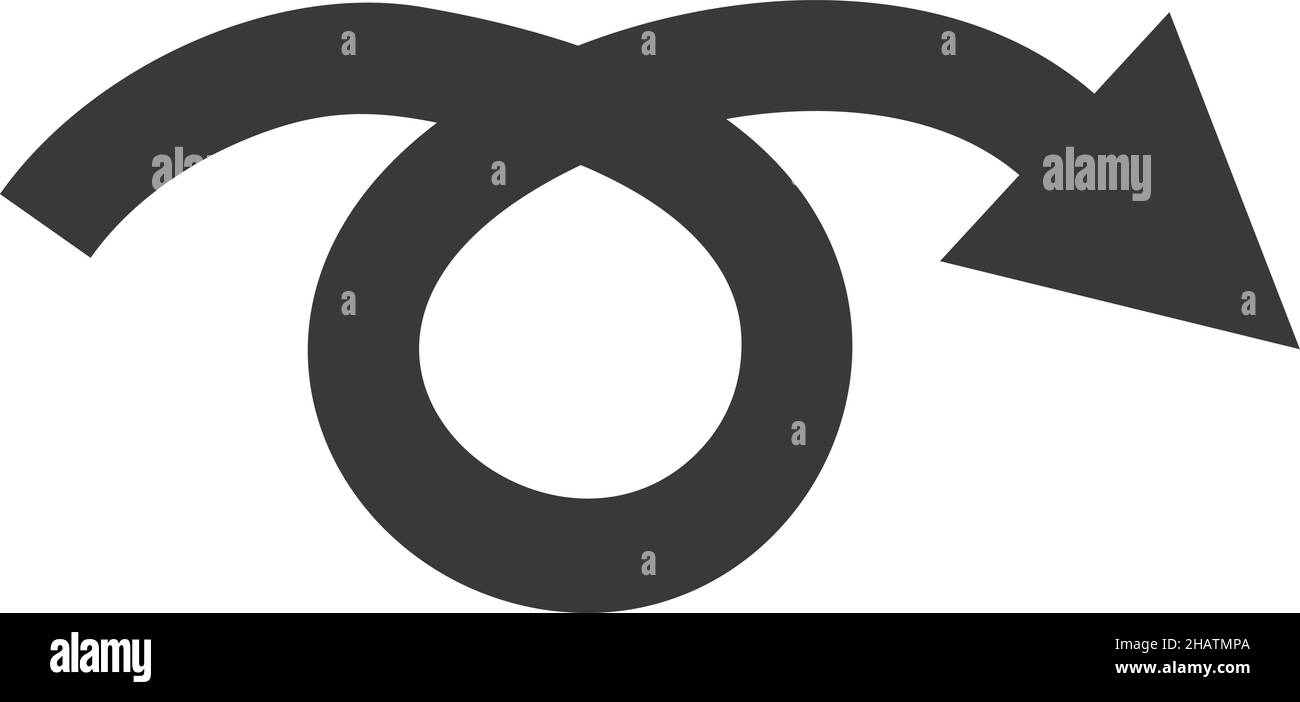 Freccia arricciata. Ruota o capovolgi il simbolo con una semplice linea nera Illustrazione Vettoriale