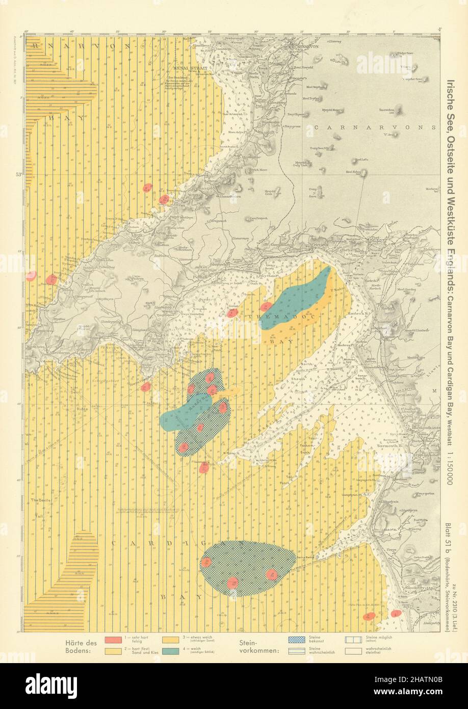 51b. Snowdonia costa. Penisola di Llyn. NW Galles. MAPPA nazista KRIEGSMARINE 1940 Foto Stock