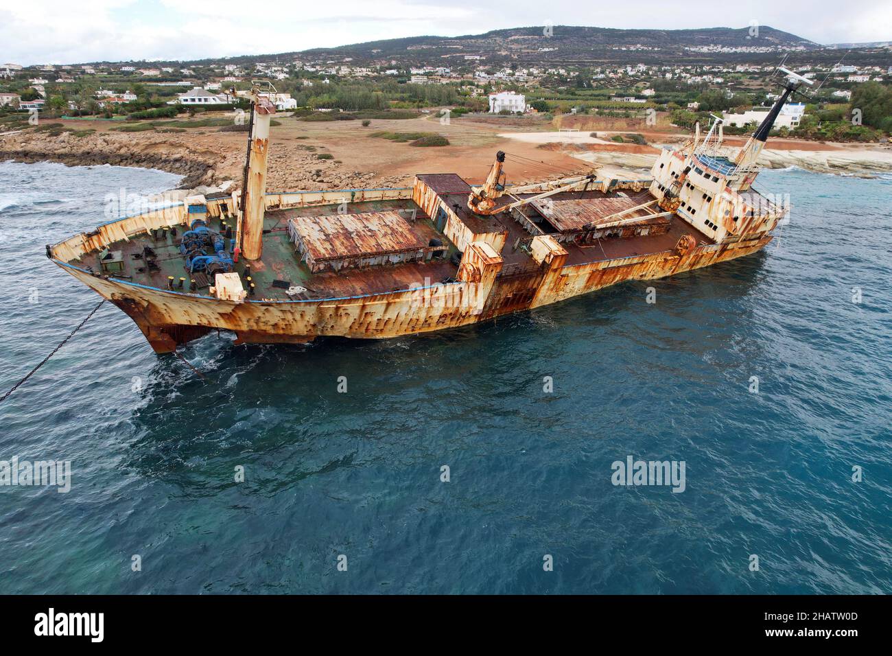 Il relitto dell'Edro III vicino a Coral Bay, Paphos, Cipro Foto Stock