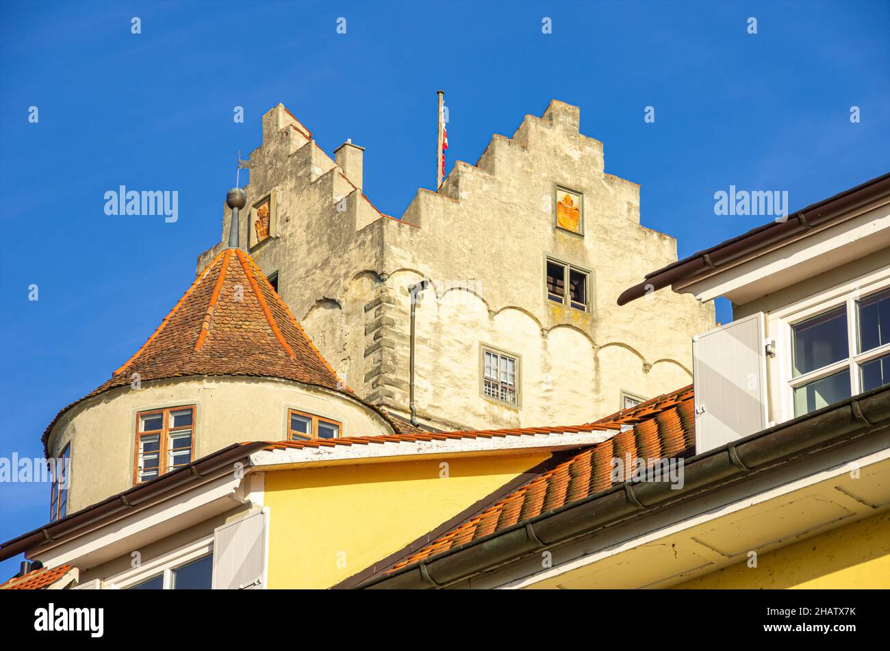 Meersburg al lago di Costanza, Baden-Württemberg, Germania: Castello di Meersburg, conosciuto anche come il vecchio castello (Alte Burg) o il vecchio palazzo (Altes Schloss). Foto Stock