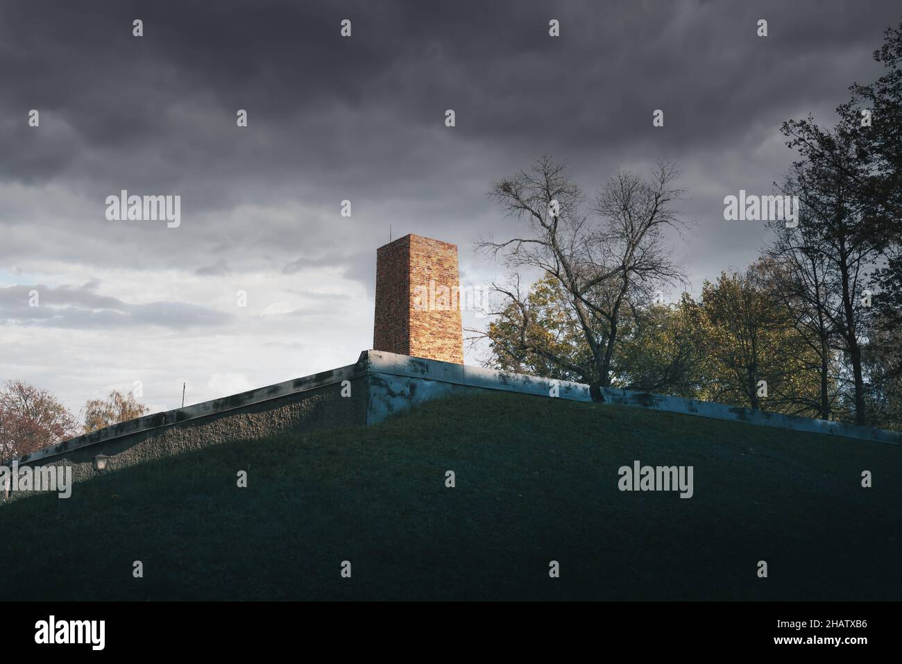 Camino ricostruito di crematorio e camera a gas i ad Auschwitz i - ex campo di concentramento e sterminio nazista tedesco - Polonia Foto Stock
